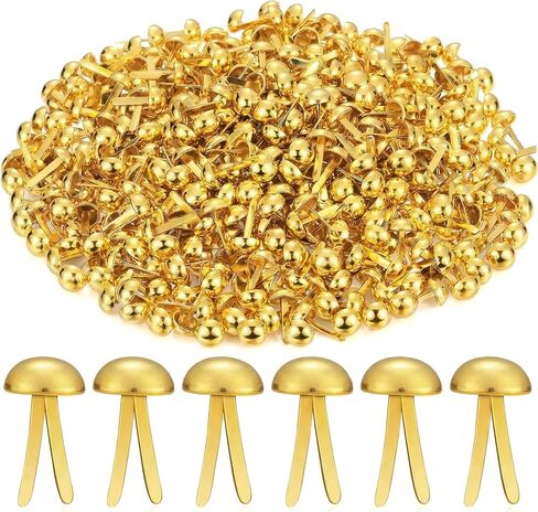 500 Pack Brass Paper Fasteners, 0.30" Head x 0.61" Leg Metal Round Brads, Gold Split Pins for Crafts, Scrapbooking, DIY Art, School Projects in Kuwait