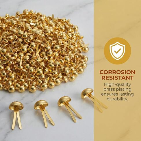 500 Pack Brass Paper Fasteners, 0.30" Head x 0.61" Leg Metal Round Brads, Gold Split Pins for Crafts, Scrapbooking, DIY Art, School Projects in Kuwait