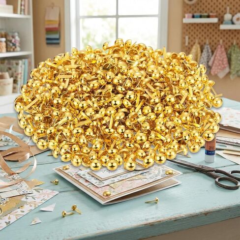 500 Pack Brass Paper Fasteners, 0.30" Head x 0.61" Leg Metal Round Brads, Gold Split Pins for Crafts, Scrapbooking, DIY Art, School Projects in Kuwait