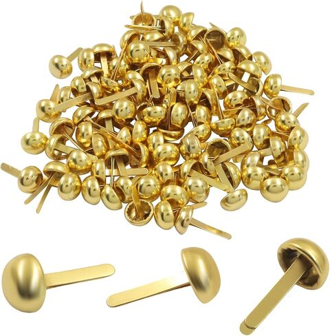 Bonsicoky Gold 8x12mm Round Paper Fasteners Brads, 100pcs in Kuwait