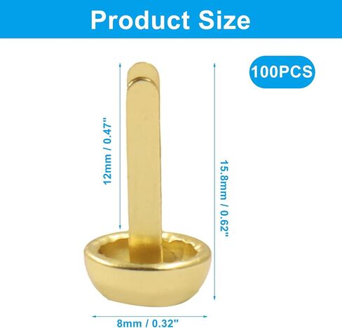 Bonsicoky Gold 8x12mm Round Paper Fasteners Brads, 100pcs in Kuwait