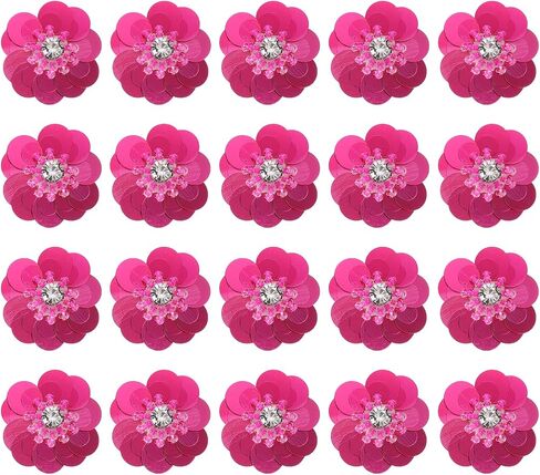 uxcell 20 Pcs Sequin Beaded Flower Appliques 1.18 Inch Light Pink in Kuwait