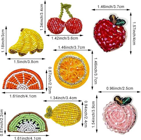 8pcs Fruit Embroidery Beaded Applique Patches for Clothes Decor in Kuwait