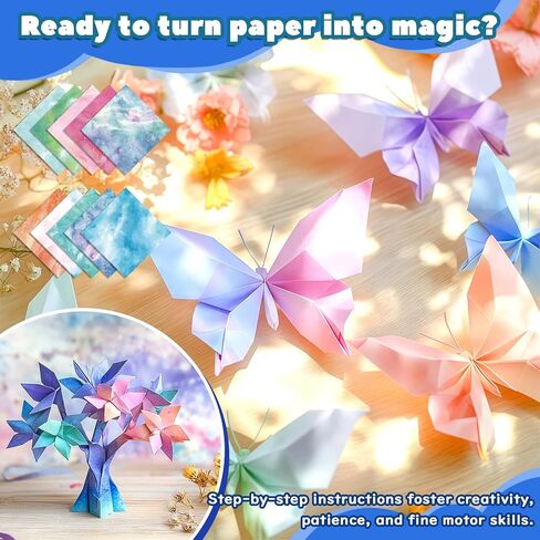 Origami Kit For Kids Ages 5-12, Includes 200 Sheets Of Origami Paper With A Guiding Book, Colorful Arts And Crafts Origami Book For Boys And Girls, Perfect For Road Trip Activities, Toys And Gifts in Saudi Arabia