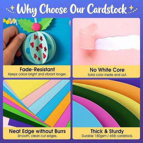 CreGear 40 Sheets Colored Cardstock Paper 8.5 x 11, 10 Colors Card Stock in Kuwait