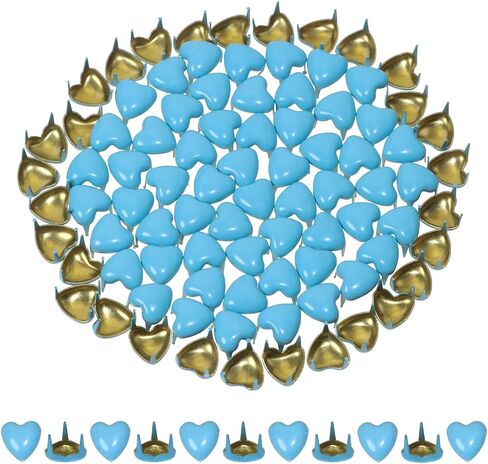ONLYKXY 100pcs Mini Heart Shape Claw Rivet Bottom Stud Spike Fancy Brad for Knitting Sewing Paper Craft,Pastel Color Metal Fasteners Pin Small Prong for Leather Clothing Belt Bag Shoes (Pink) in Kuwait