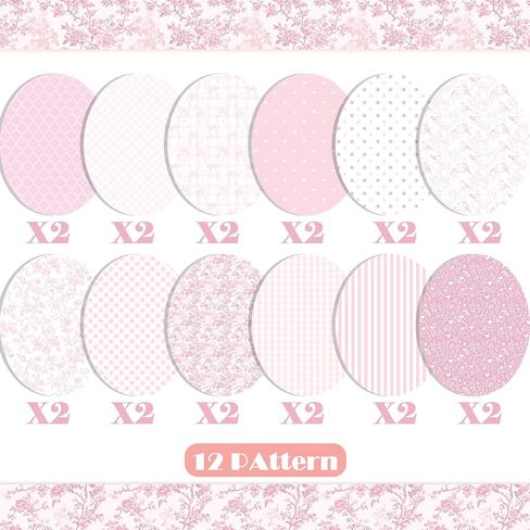 24 Sheets Pink Floral Bird Bow Scrapbook Paper, Preppy Floral Ribbon Bow Birds Decorative Craft Paper Folded Flat for Girly Birthday Baby Shower Card Making Photo Album Decor, 12'' x 12'' (A) in Saudi Arabia