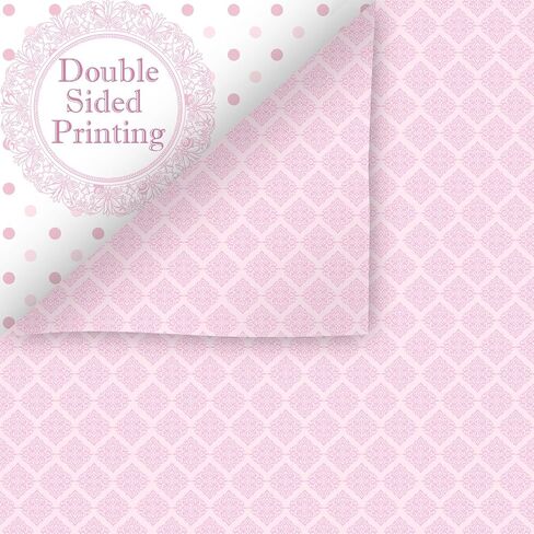 24 Sheets Pink Floral Bird Bow Scrapbook Paper, Preppy Floral Ribbon Bow Birds Decorative Craft Paper Folded Flat for Girly Birthday Baby Shower Card Making Photo Album Decor, 12'' x 12'' (A) in Saudi Arabia