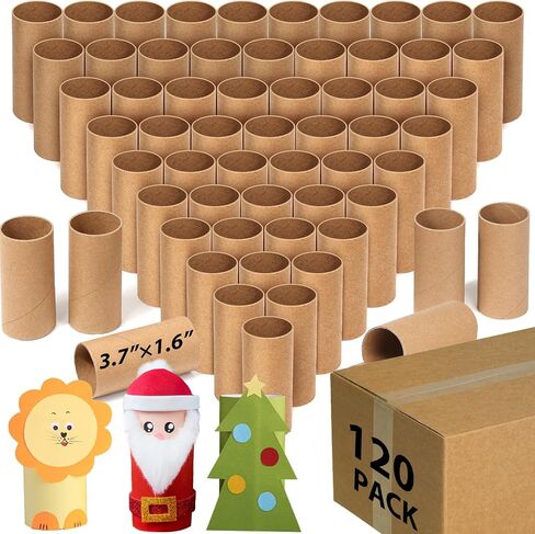 Modacraft 48-Pack Brown Cardboard Tubes (1.57"x3.7") | Empty Toilet Paper Rolls for DIY Crafts, Art Projects, Handicraft Supplies | Green Friendly & Safe in Kuwait