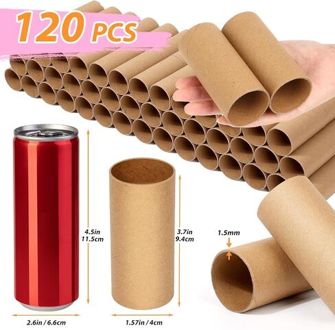 Modacraft 48-Pack Brown Cardboard Tubes (1.57"x3.7") | Empty Toilet Paper Rolls for DIY Crafts, Art Projects, Handicraft Supplies | Green Friendly & Safe in Kuwait