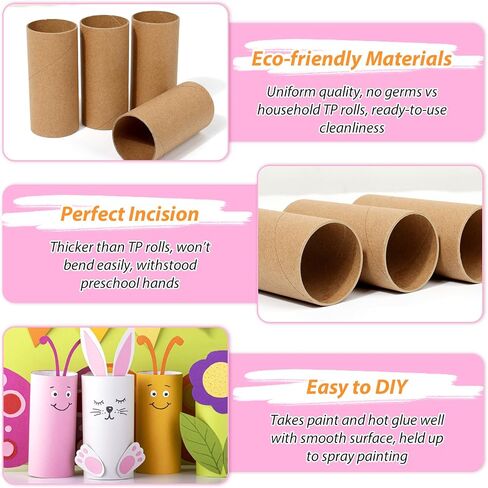 Modacraft 48-Pack Brown Cardboard Tubes (1.57"x3.7") | Empty Toilet Paper Rolls for DIY Crafts, Art Projects, Handicraft Supplies | Green Friendly & Safe in Kuwait