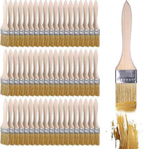 cobee 100Pcs Chip Brushes, Paint Brushes Natural Bristle Wooden Handle in Kuwait