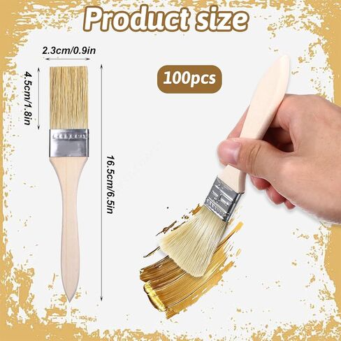 cobee 100Pcs Chip Brushes, Paint Brushes Natural Bristle Wooden Handle in Kuwait