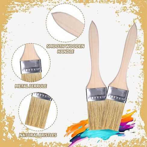 cobee 100Pcs Chip Brushes, Paint Brushes Natural Bristle Wooden Handle in Kuwait