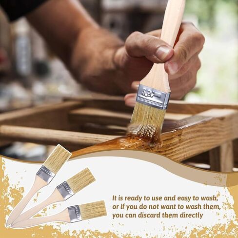 cobee 100Pcs Chip Brushes, Paint Brushes Natural Bristle Wooden Handle in Kuwait