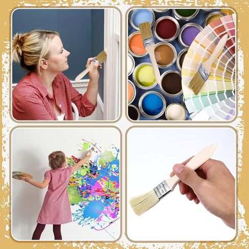 cobee 100Pcs Chip Brushes, Paint Brushes Natural Bristle Wooden Handle in Kuwait