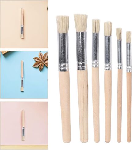 12pcs Stencil Brushes, Wooden Round Heads, Assorted Sizes in Kuwait