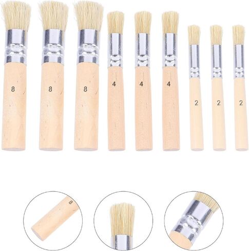 Natural Bristle Wooden Stencil Brush Set Paint Brushes 3 Set Template in Kuwait