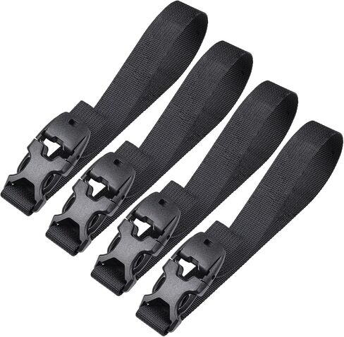 أشرطة أدوات Vigorport مع إبزيم سريع الفك، حزام حقيبة نوم من النايلون، 1 بوصة × 48 بوصة قابل للتعديل للمشي لمسافات طويلة والسفر والرياضات الخارجية - 4 عبوات (أسود) in Kuwait