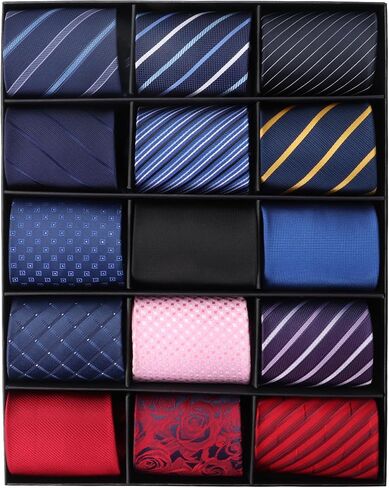 MEIANJU Mens Ties Set Classic Neckties 15pcs Gift Box Collection Tie Business Wedding Classy Men Tie Blue red black Ties in Saudi Arabia