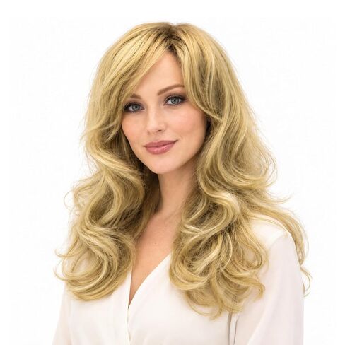 Onedor Full Head Beautiful Long Curly Wave Stunning Wig Charming Curly Costume Wigs with Fringe (24H613 Blonde Highlights) in Kuwait