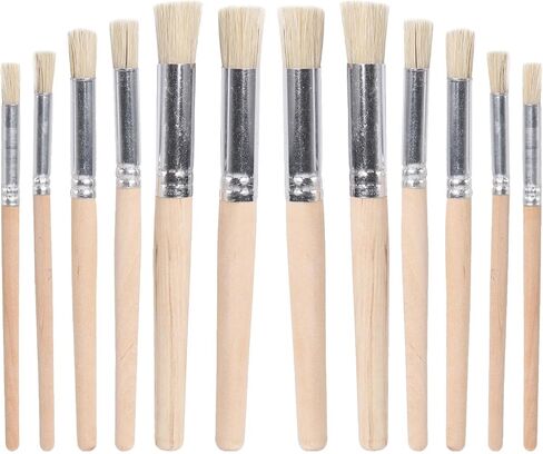 12pcs Stencil Brushes, Natural Bristle Wooden Handle, Assorted Sizes in Kuwait