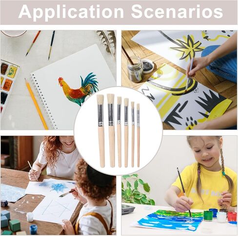 12pcs Stencil Brushes, Natural Bristle Wooden Handle, Assorted Sizes in Kuwait