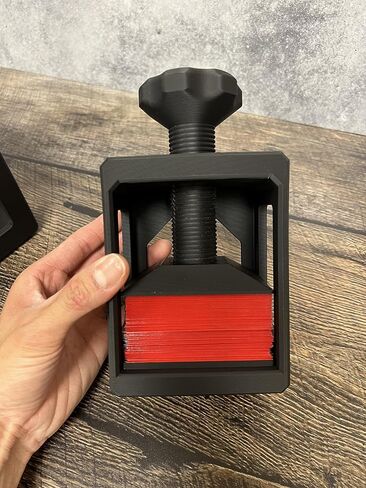 MunnyGrubbers - Deck Press, Heavy Duty (Screw Weakness Fixed with New Flat Orientation), for Double Sleeve TCG Decks, Screw with Gripper, Straight Press Plate, Sturdy Frame in Saudi Arabia
