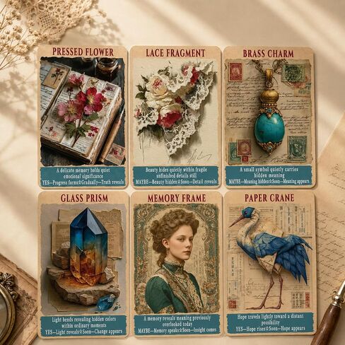 Junk Journal Oracle Cards, 78-Card Vintage Ephemera Oracle Deck with Yes No and Timing Guidance, Beginner Friendly Intuitive Cards for Hidden Messages, Daily Readings, Journaling and Self Reflection in Saudi Arabia