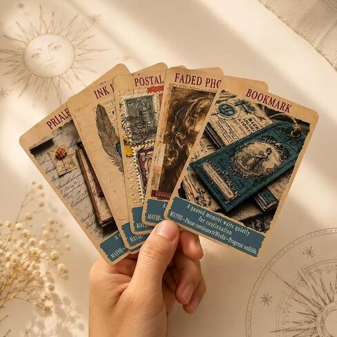 Junk Journal Oracle Cards, 78-Card Vintage Ephemera Oracle Deck with Yes No and Timing Guidance, Beginner Friendly Intuitive Cards for Hidden Messages, Daily Readings, Journaling and Self Reflection in Saudi Arabia
