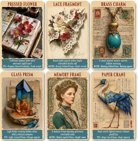 Junk Journal Oracle Cards, 78-Card Vintage Ephemera Oracle Deck with Yes No and Timing Guidance, Beginner Friendly Intuitive Cards for Hidden Messages, Daily Readings, Journaling and Self Reflection in Saudi Arabia
