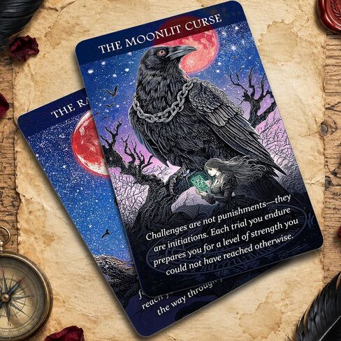 MISS FIRE Crow Oracle Cards Deck – 55 Animal Spirit Cards, Dark Gothic Raven Art for Intuitive Reading, Shadow Work & Daily Mindfulness – Divination Cards for Self-Reflection & Spiritual Guidance in Kuwait
