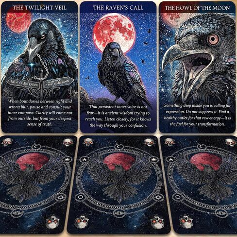 MISS FIRE Crow Oracle Cards Deck – 55 Animal Spirit Cards, Dark Gothic Raven Art for Intuitive Reading, Shadow Work & Daily Mindfulness – Divination Cards for Self-Reflection & Spiritual Guidance in Kuwait