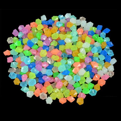 Muzero Glow in The Dark Stones, 100pcs Glowing Rocks Luminous Stone for Vase Fillers Fish Tank Aquariums Rocks Fake Jewels Crysetal Plastic Jewels Gem Pebbles Decorations Powered by Light or Solar in Kuwait