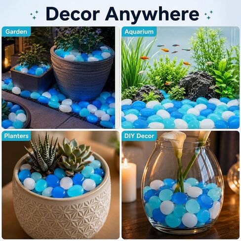 110 Pcs Glow In The Dark Pebbles,Resin,1.8 Inch, Dark Blue,Light Blue,White in Kuwait