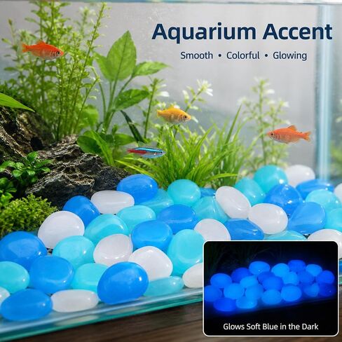 110 Pcs Glow In The Dark Pebbles,Resin,1.8 Inch, Dark Blue,Light Blue,White in Kuwait