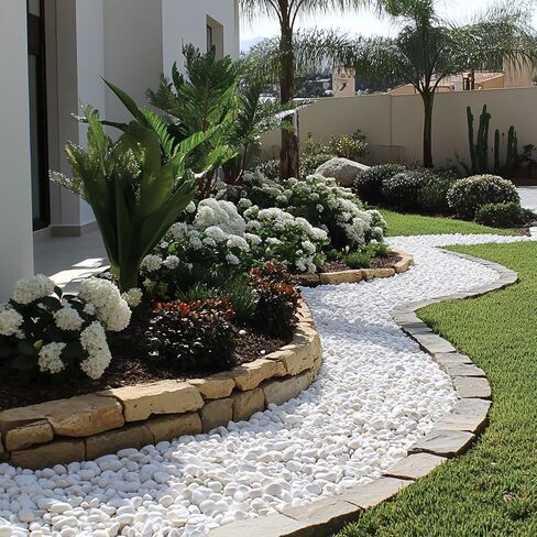 White Natural River Rocks, 1.5-2.5 Inch Decorative Stones for Plants, Garden, and Landscaping – 10LB, Ideal for Fish Tanks, Vases, Crafting, Home Decor, and Outdoor Landscaping in Saudi Arabia