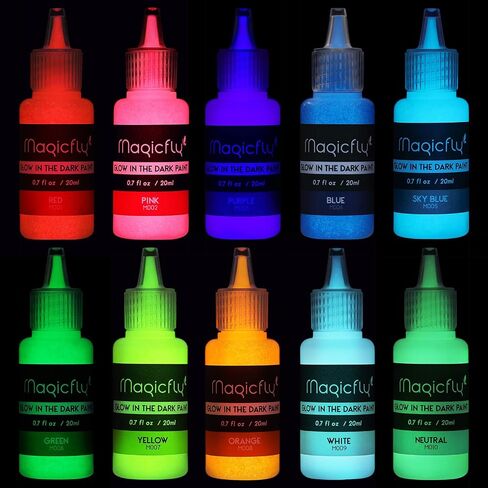 Magicfly Glow in The Dark Paint, 10 Colors Neon Paint, Glow Paint 12ml Each in Kuwait