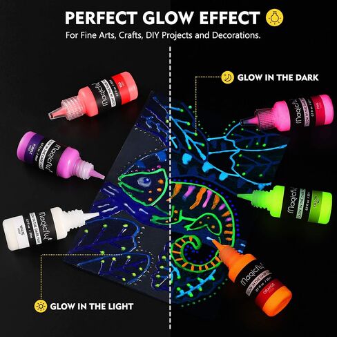 Magicfly Glow in The Dark Paint, 10 Colors Neon Paint, Glow Paint 12ml Each in Kuwait