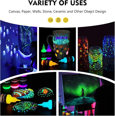Magicfly Glow in The Dark Paint, 10 Colors Neon Paint, Glow Paint 12ml Each in Kuwait
