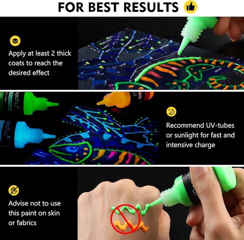 Magicfly Glow in The Dark Paint, 10 Colors Neon Paint, Glow Paint 12ml Each in Kuwait