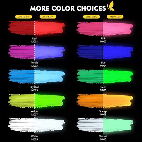 Magicfly Glow in The Dark Paint, 10 Colors Neon Paint, Glow Paint 12ml Each in Kuwait