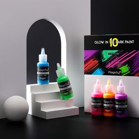 Magicfly Glow in The Dark Paint, 10 Colors Neon Paint, Glow Paint 12ml Each in Kuwait