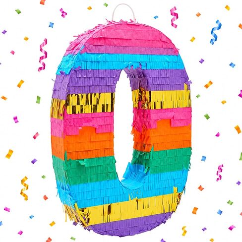 BLUE PANDA Number 4 Pinata - Vibrant Rainbow 4th Birthday Party Decorations | Multicolored Tissue Paper Fiesta Party Supplies | Large 12 x 17 x 3 Inches in Kuwait