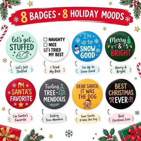 Christmas Holiday Elf Vest Accessory with 8 Replaceable Celebration Badges in Kuwait
