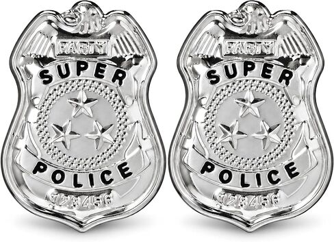 2pcs Metal Police Badge, Halloween Cop Cosplay Badge Brooch Party Costume Accessory Prop Decoration Silver in Kuwait