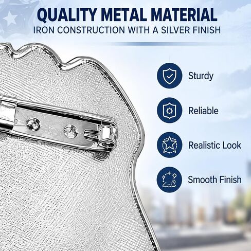 2pcs Metal Police Badge, Halloween Cop Cosplay Badge Brooch Party Costume Accessory Prop Decoration Silver in Kuwait