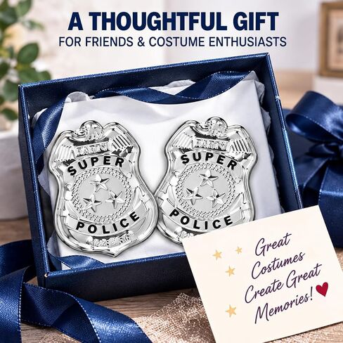 2pcs Metal Police Badge, Halloween Cop Cosplay Badge Brooch Party Costume Accessory Prop Decoration Silver in Kuwait
