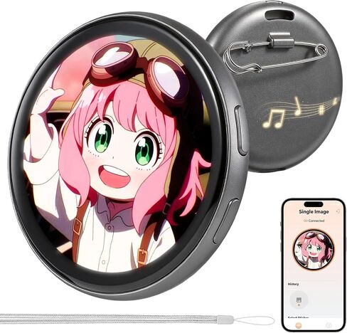 Digital Pin, Digital Badge with Audio Speaker & Touch Screen LED Display, Customizable Anime Style Wearable, Smart Button for Parties, Fan Events, Ita Bags, Cosplay and Fandoms（For <32MB MP4, Images） in Kuwait