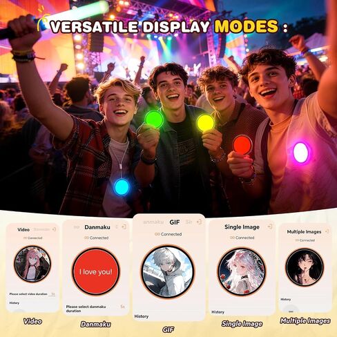 Digital Pin, Digital Badge with Audio Speaker & Touch Screen LED Display, Customizable Anime Style Wearable, Smart Button for Parties, Fan Events, Ita Bags, Cosplay and Fandoms（For <32MB MP4, Images） in Kuwait